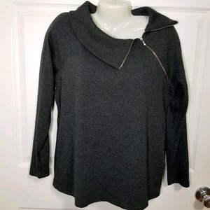 Rafaella Long Sleeve Top Zipped Collar Size Large